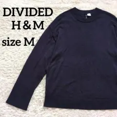 H＆M ディバイデッド 長袖ニット M L ネイビー クルーネック