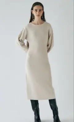 MOUSSY ニットワンピース ベージュ F