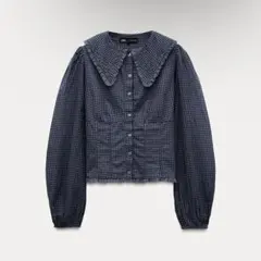 【美品】ZARA ギンガムチェックブラウス