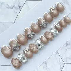 3010.（全サイズ現品販売）マグネット×ガラスフレンチネイルチップ