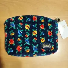 【未使用】FEILER 花柄ポーチ ネイビー