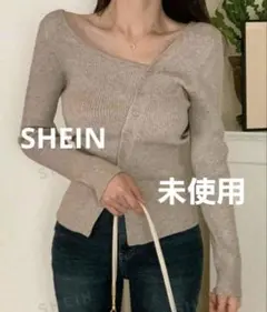 【未使用】DAZY 非対称ネック リブ編み セーター 長袖　shein