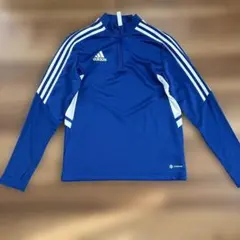 ジャージ素材　adidas 青 ハーフジップ
