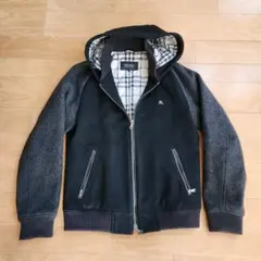 【希少】バーバリーブルーレーベル　スタジャン　フード　チェック　ホースロゴ刺繍 希少】バーバリーブルーレーベル スタジャン フード チェック