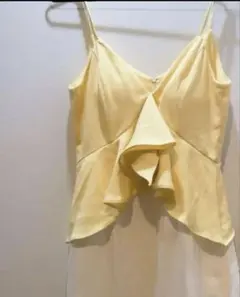 Rinfarre ドレス フリル イエロー ホワイト M
