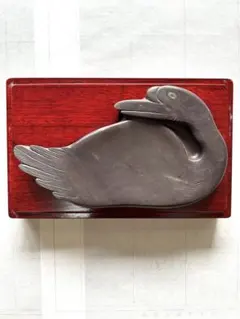 硯 鳳凰 鳥 中国 ケース 書道道具 天然石 vintage彫刻 端渓硯 漢