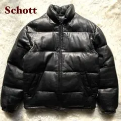 美品✨90's schott レザーダウンジャケット　本革　38 黒　キムタク