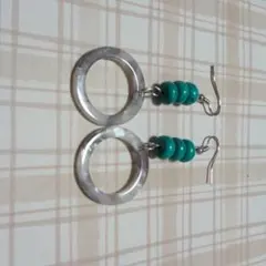 ターコイズ天然石のフープピアス
