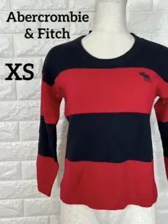 アバクロ バックリボン ボーダーニット カシミヤ混 XS 黒 赤のサムネイル