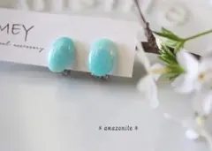 「希望の石」アマゾナイトのシンプルな蝶バネ式イヤリング