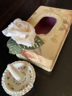 おまとめ他へ移行薔薇リングホルダー＆薔薇ヴィクトリアンプリントティッシュ箱