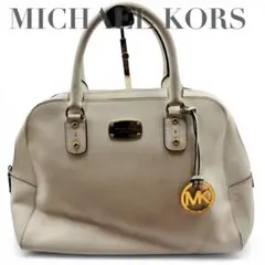 マイケルコース ハンドバッグ レザー アイボリー MKチャーム ゴールド金具