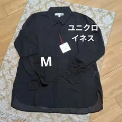 【新品】ユニクロ イネスコラボ ブラック コットンシアーシャツ M