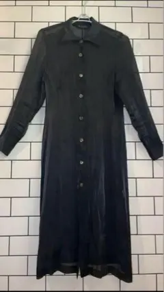 【Le-Fluy】美品　シアーブラック シャツワンピース 長袖 透け感あり！