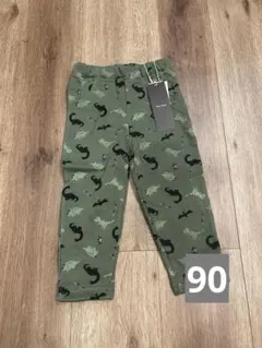 しまむら　新品タグ付き　恐竜柄カーキ色パンツ 90