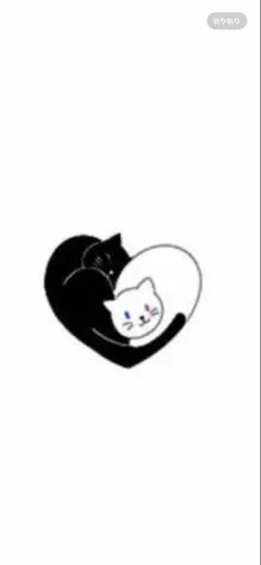 黒猫と白猫のハートイラスト