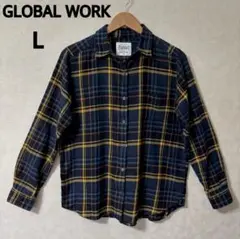 GLOBAL WORK グローバルワーク ソフトタッチフランネルシャツ Lサイズ