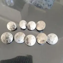 MILITARY 刻印　アルミ?ボタン 足つき10個セット