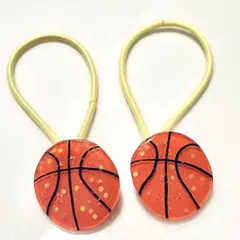 No.116 バスケットボール　バスケ　部活動　キッズヘアゴム　スポーツ　ラメ