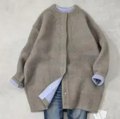 未使用★ELENDEEK ラクーンミックスカーディガン ベージュ エレンディーク