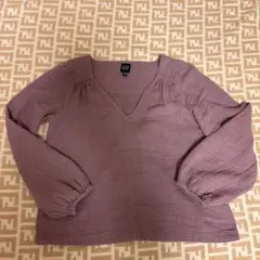 GAP パープル Vネック 長袖ブラウス XXS