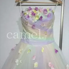 レインボー カラフル ドレス 花モチーフ チュール 演奏会 発表会 ウェディング