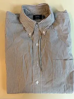 IKE BEHAR カーキxベージュストライプドレスシャツ