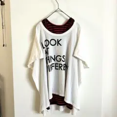 キューブシュガー ロゴワイドTシャツ（M）ホワイト HugHug