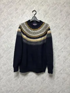 美品 ★BACK NUMBER★ ネイビー フェアアイル柄 ウールセーター XL