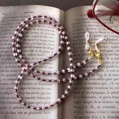 【3way】マスクチェーン トライアングルビーズ クリスタル中染ボルドー