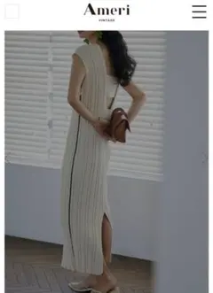 【短期掲載】AMERIループヤーンバックオープンニットドレス