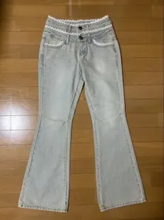 SCULPTOR ダブルウエストブーツカットデニム（ライトブルー）