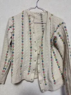 花柄刺繍 長袖カーディガン