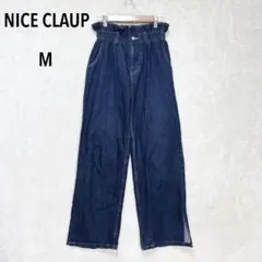 ナイスクラップ ストレートパンツ デニム M インディゴ フリル ウエストゴム
