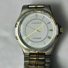 不動品 aramis アラミス チタン 腕時計 50M表記 ローマン 金×銀