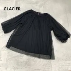 GLACIER グラシア 五分袖シフォンブラウス 黒 サイズS