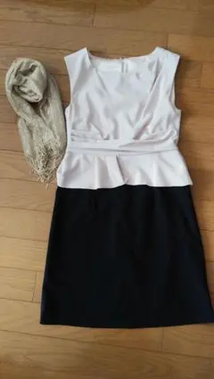 バイカラー ノースリーブ フォーマル ワンピース ドレス