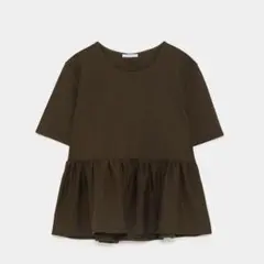 ZARA未使用ペプラム フリルトップス　ブラウン