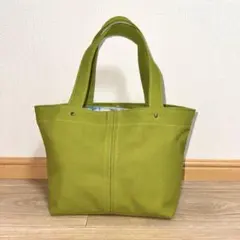 【handmade】ライムグリーンバッグ　マグネットボタン付のサムネイル