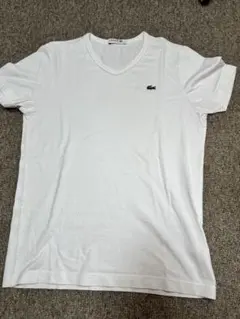 【LACOSTE】半袖Tシャツ ホワイト ワンポイントロゴ サイズ2 メンズ