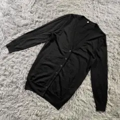 無印良品 ウールシルク カーディガン L 黒 薄手 Vネック シンプル 美品