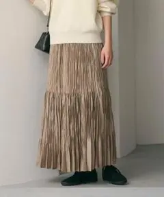 ビューティーアンドユース　S ポリエステル チンツプリーツスカート