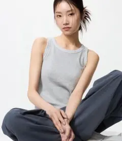 UNIQLO リブブラトップ/アメリカンスリーブ　グレー