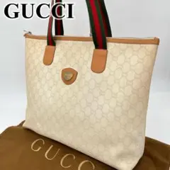 GUCCI トートバッグ 肩掛け GG柄 シェリーライン ゴールド金具 A4可能