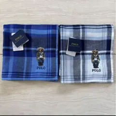 ポロラルフローレン タオルハンカチ ポロベア刺繍 チェック ガーゼタイプ