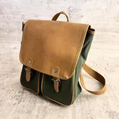 3WAY 多機能バッグ ショルダーバッグ リュック 肩掛け キャンバス レザー