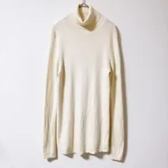 ユニクロ エクストラファインメリノリブタートルネックセーター XL 白 ウール