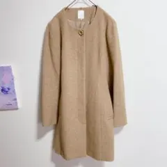 テチチ　ノーカラーコート　ロングコート　ベージュ