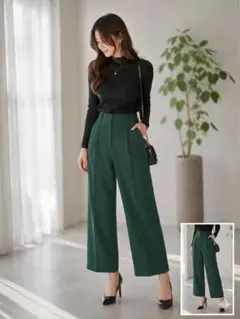 ZARA サイズ26 ワイドパンツ グリーン