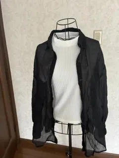 【GLACIER lusso】シアーシャツ 黒 S 美品のサムネイル